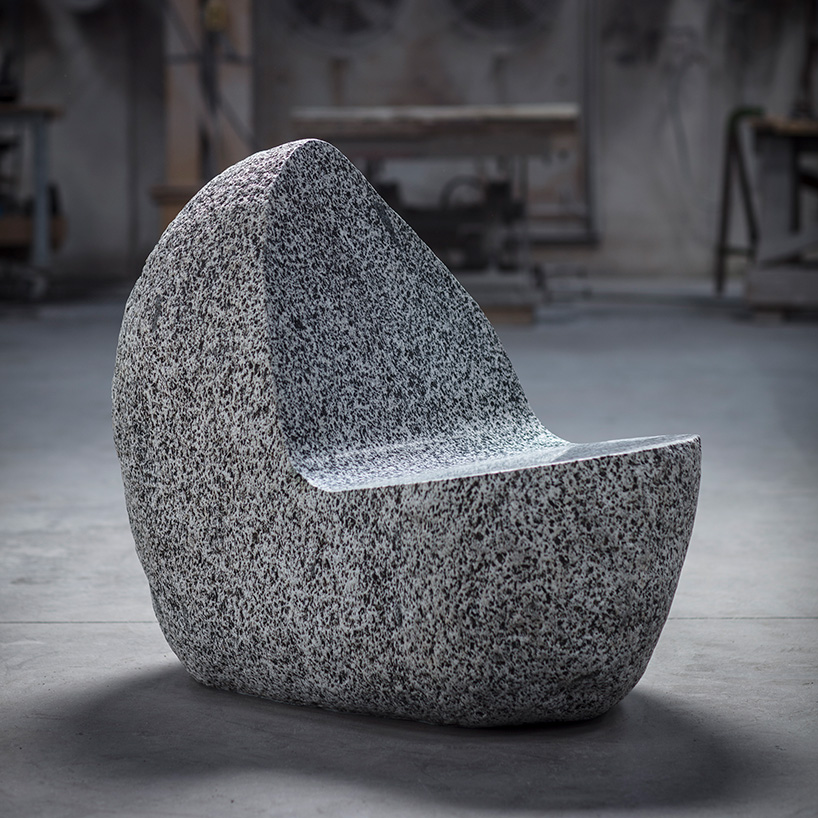 max lamb sculpts stone 'boulders' series for salon 94 design