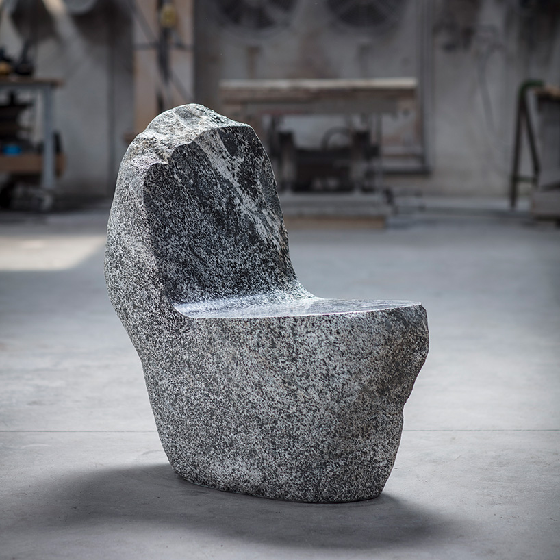 max lamb sculpts stone 'boulders' series for salon 94 design