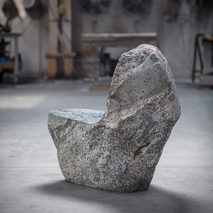 max lamb sculpts stone 'boulders' series for salon 94 design