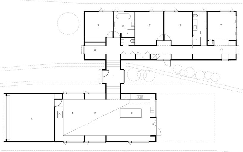 moloney architects' two halves house features two equally-sized timber pavilions