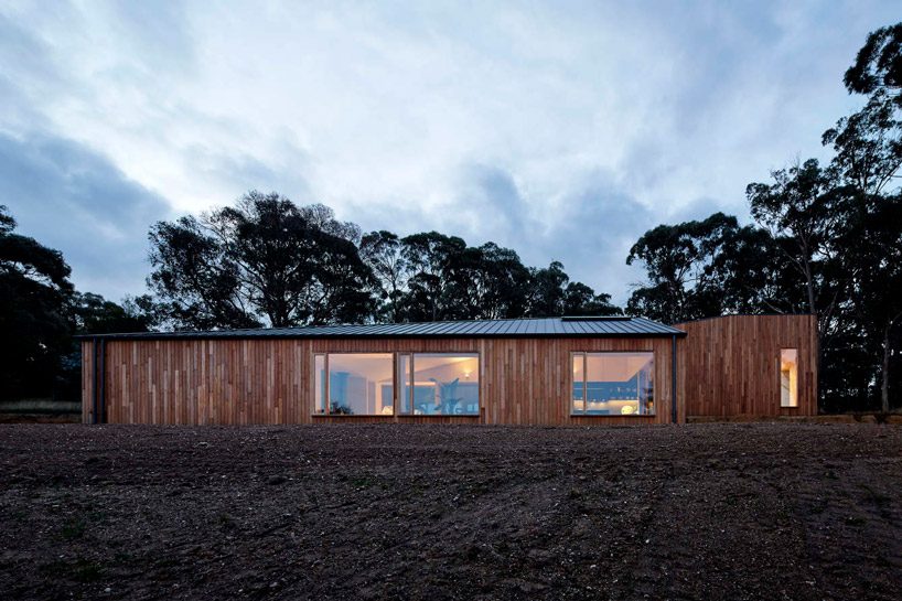 moloney architects' two halves house features two equally-sized timber pavilions