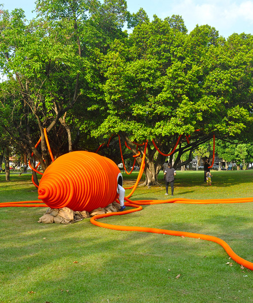 kraki the giant squid sprawls its lengthy tentacles at the 2017 taipei public arts festival