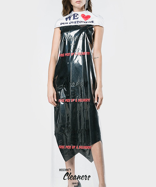 moschino dry cleaning cape dress is essentially a $730 plastic bag