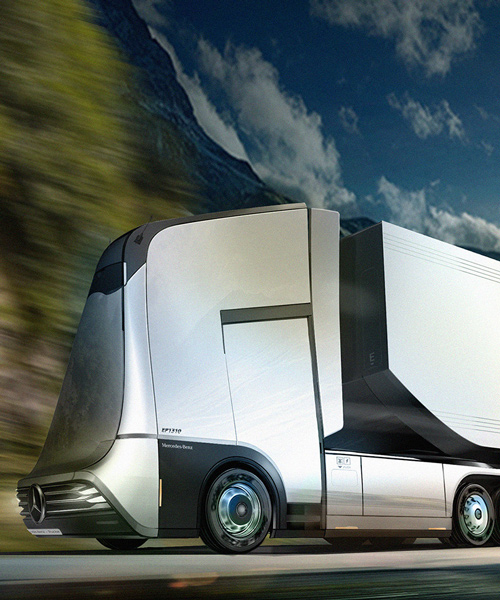 this semi autonomous truck concept could travel on an international highway
