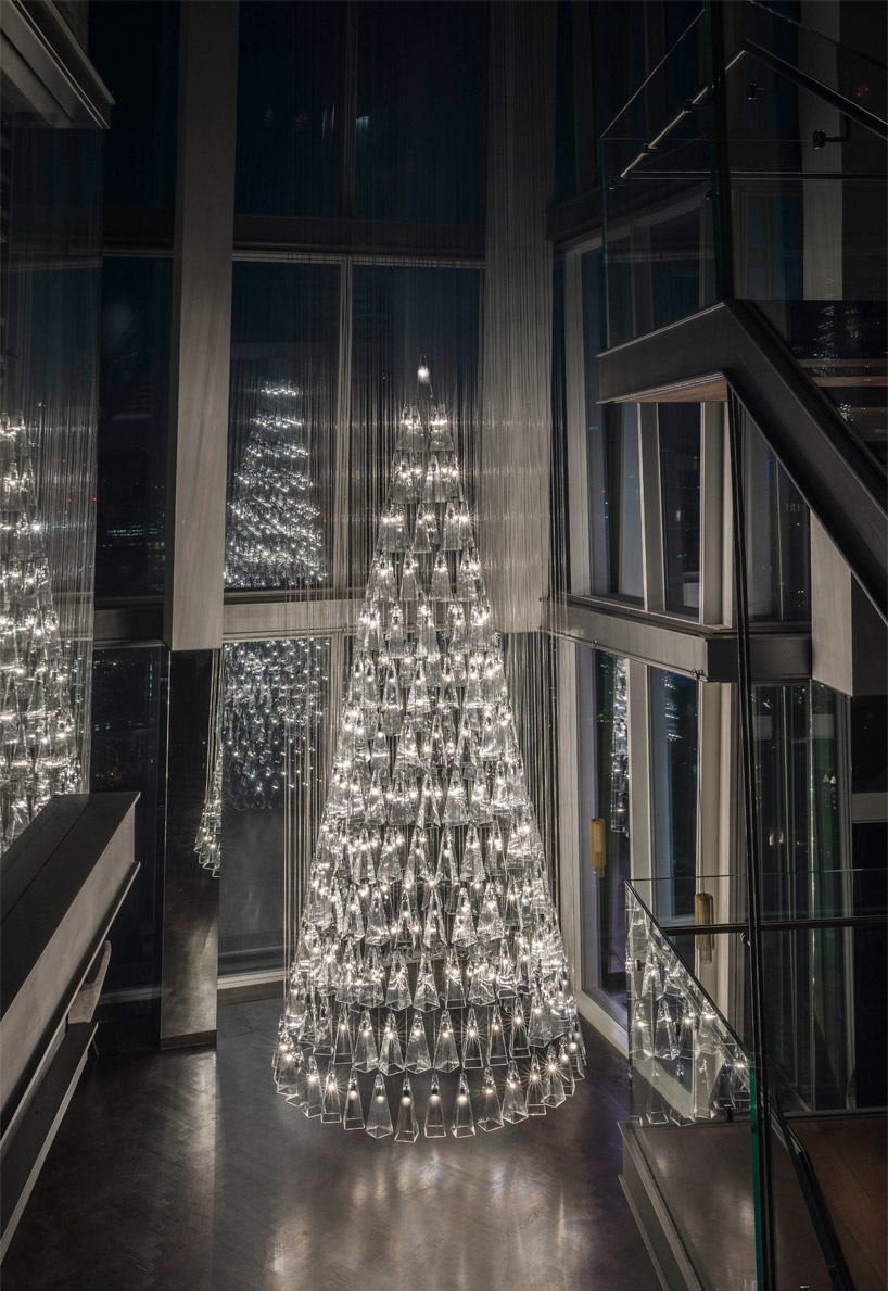 nude and lee broom configure cascading christmas tree made of glass