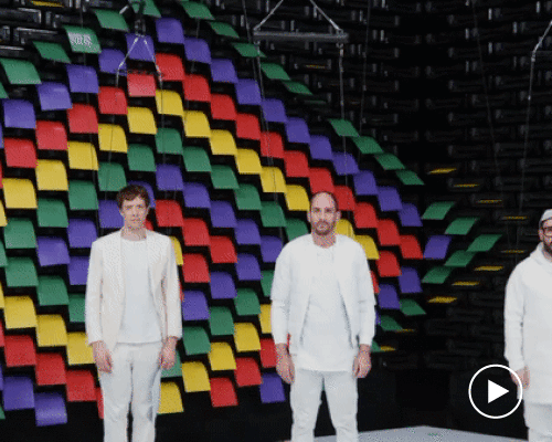 wall of 567 printers creates colour-changing backdrop in OK GO music video
