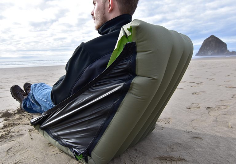 Pac Back 'pac back trio' combines a sleeping pad, pillow and chair for campers