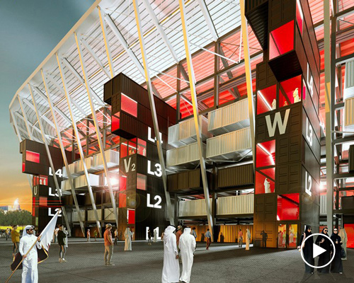 qatar is building a demountable football stadium using shipping containers