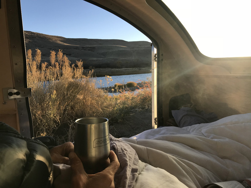 vistabule's teardrop camping trailer is built for off-the-grid adventures