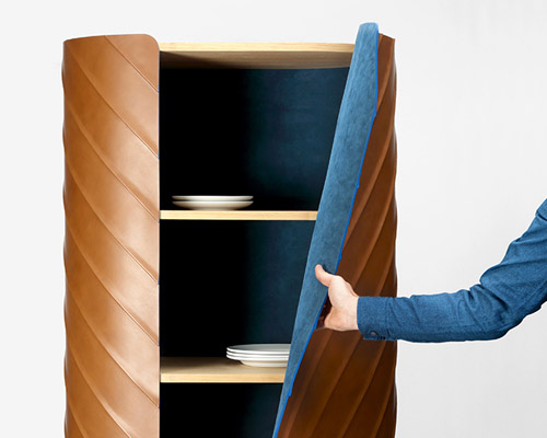 leather wallet cabinet developed by pierre charrié and leatherworker maison fey