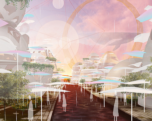 xin shixiang's city in the rain is an urban utopia of virtual realistic superposition