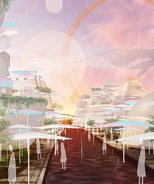 xin shixiang's city in the rain is an urban utopia of virtual realistic superposition
