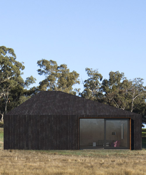 adam kane architects designs asymmetrical timber cabin in rural victoria