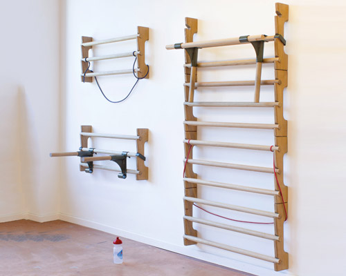 work out in style with atelier oraviva's solid oak wall bar