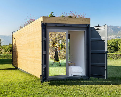 cocoon modules + coco-mat envision nomadic dwelling with a container house prototype