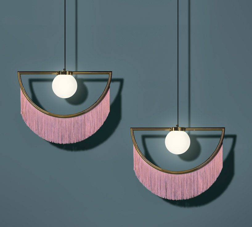 houtique + masquespacio's wink lamps feature carefully crafted pink fringes