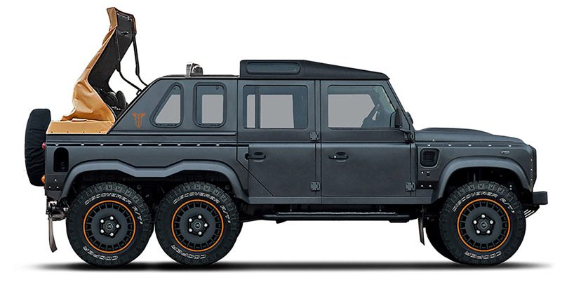 kahn design teases soft top makeover of its land rover defender flying huntsman 6x6