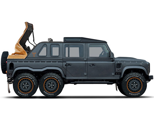 kahn design teases soft top makeover of its land rover defender flying huntsman 6x6