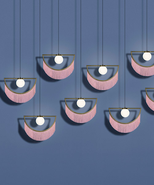 houtique + masquespacio's wink lamps feature carefully crafted pink fringes