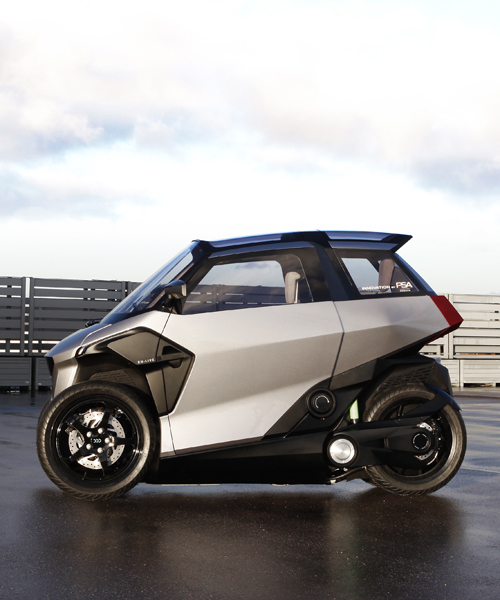 peugeot develops an electric three-wheeled PHEV tilting scooter