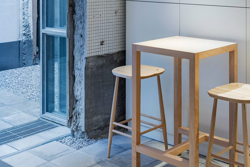 blue bottle coffee cafe by schemata architects mediates between its building and the city
