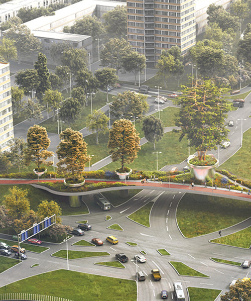 paul de ruiter architects and CULD propose bridge of trees and giant flowerpots
