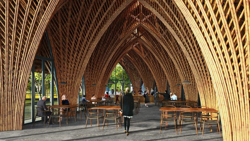 VTN architects' intricately arched restaurant in xiamen uses locally-sourced bamboo
