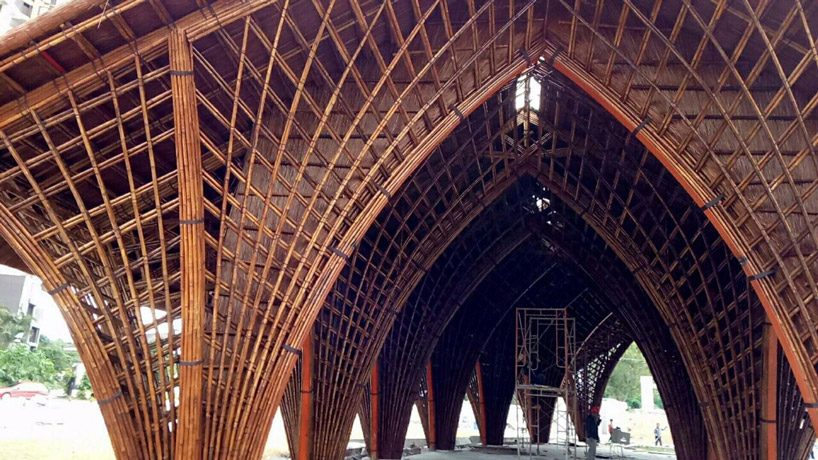 VTN architects' intricately arched restaurant in xiamen uses locally-sourced bamboo