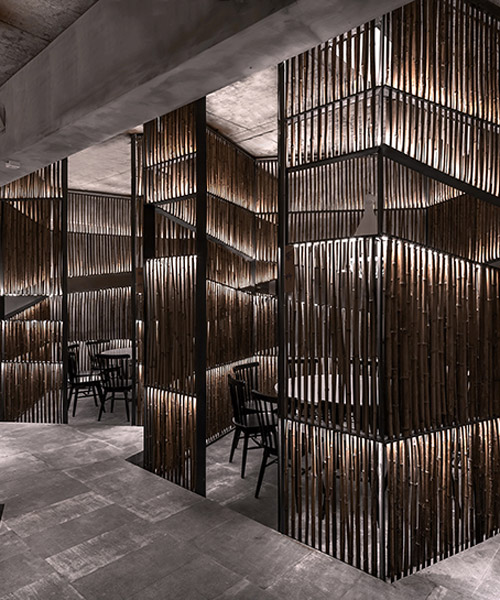 yiduan shanghai interior design sets up a restaurant from bamboo boxes