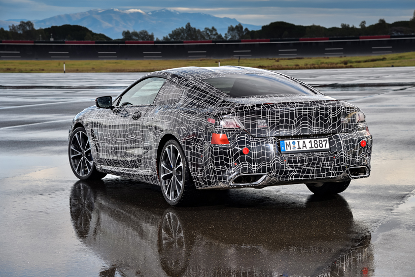 BMW tests the new 8 series coupe's vehicle dynamics on the racetrack in italy