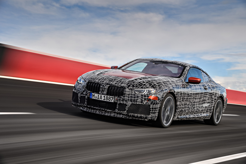 BMW tests the new 8 series coupe's vehicle dynamics on the racetrack in italy