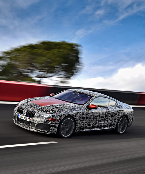 BMW tests the new 8 series coupe's vehicle dynamics on the racetrack in italy