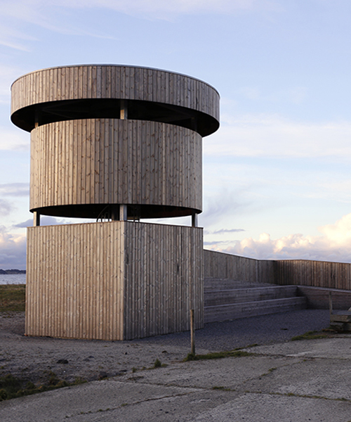 LJB designs wooden birdwatching observatory on abandoned airfield in norwegian island