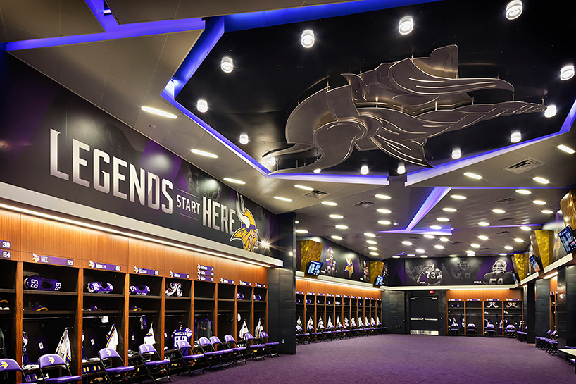 Large Vikings Locker Room Space at U.S. Bank Stadium Taking Shape