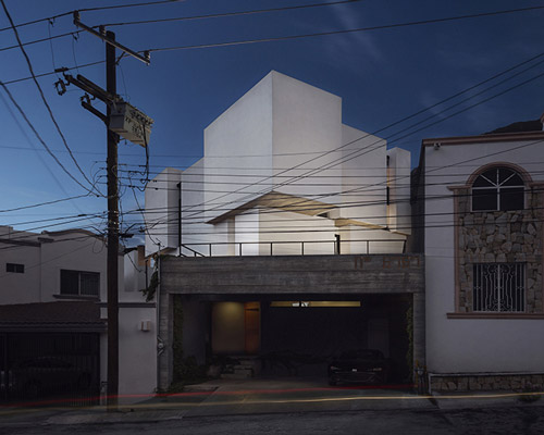 arquidromo's monolithic cloud house floats above the city of monterrey