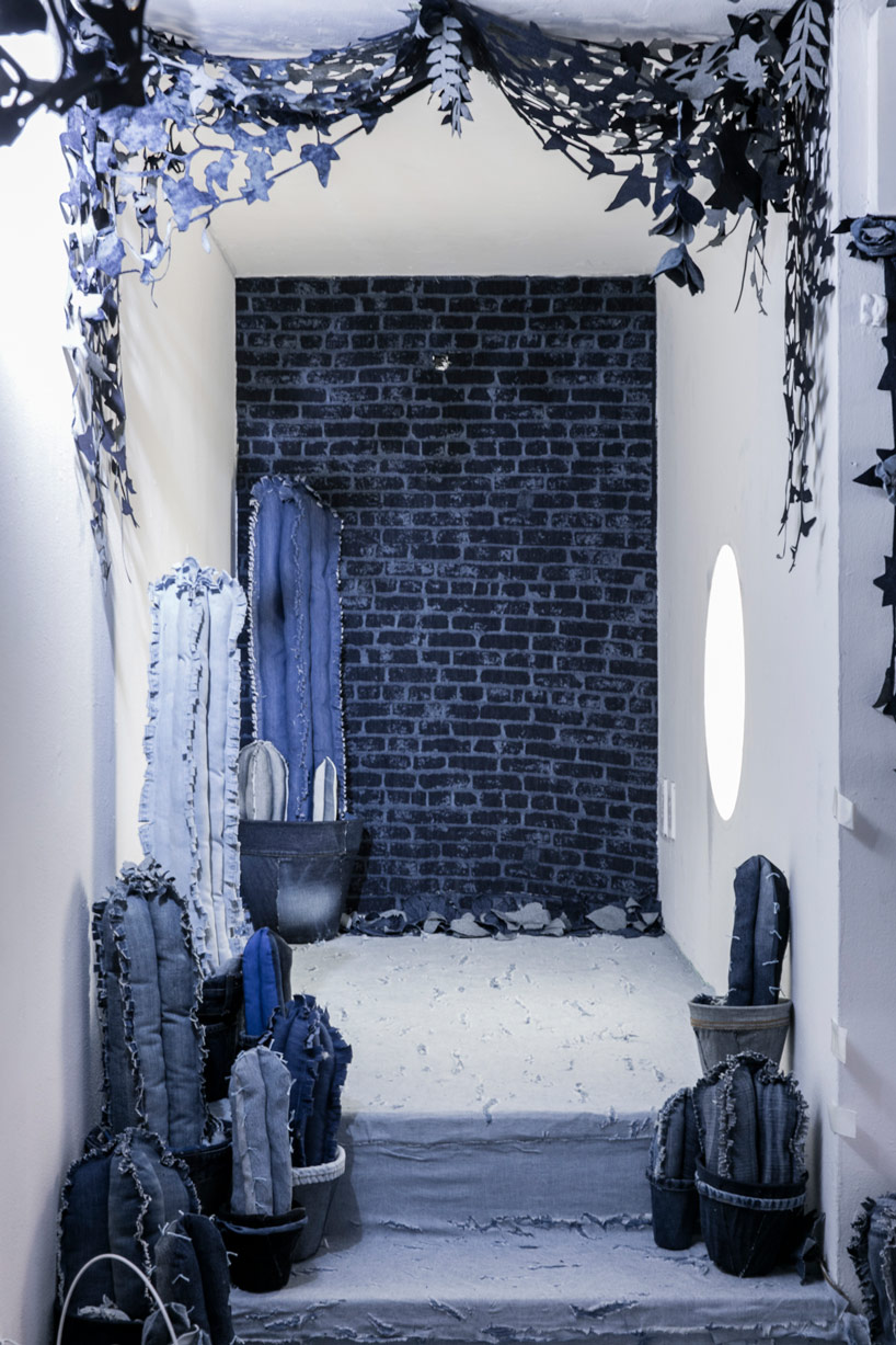 ian berry transforms last spool of denim into a secret garden of whimsy