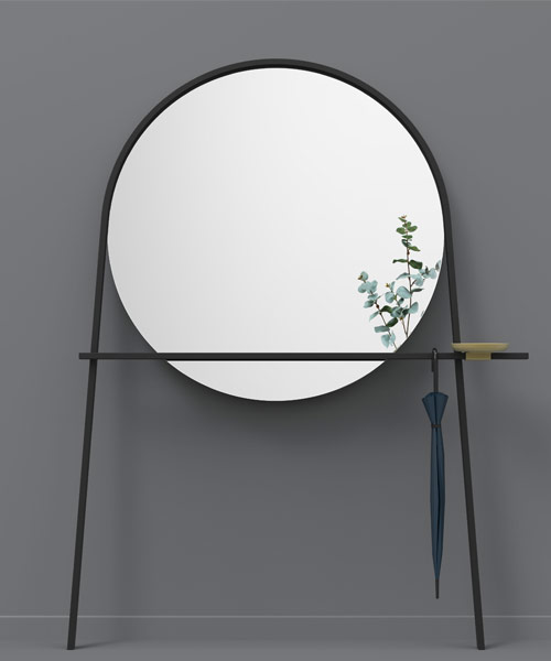 ligne roset geoffrey by alain gilles doubles as mirror and stand