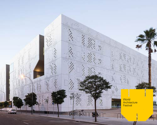 mecanoo + ayesa articulate monolithic córdoba courthouse around 'vertical fractures'