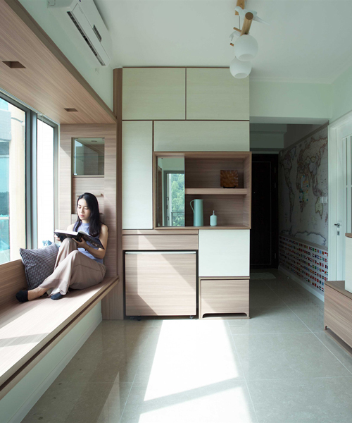 sim-plex maximizes limited space of apartment in hong kong with adjustable furniture