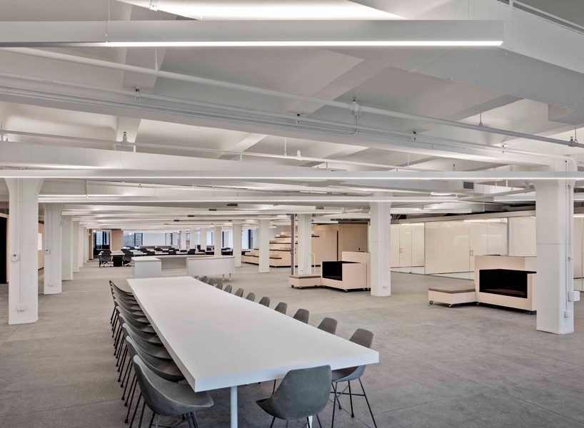 HAO + studio A+H's flexible office in new york allows changing spatial configurations