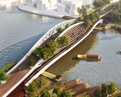 MVRDV's dawn bridge provides viewing platform for pedestrians near shanghai