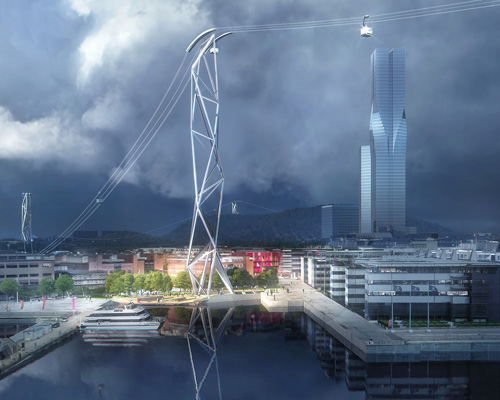 gothenburg cable car plans by UNStudio reference the city's shipyard cranes