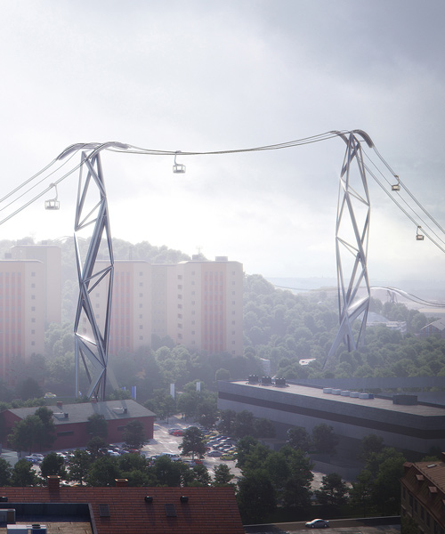 gothenburg cable car plans by UNStudio reference the city's shipyard cranes