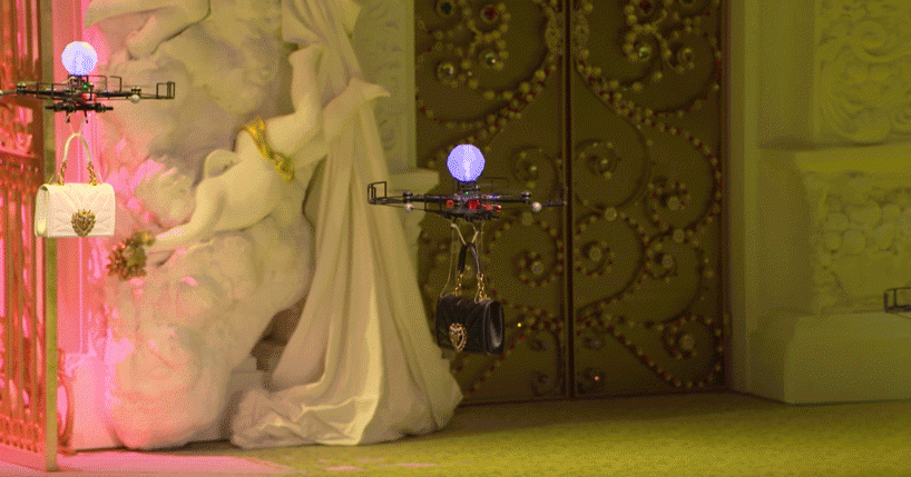 drones carry dolce & gabbana's new handbags down the runway