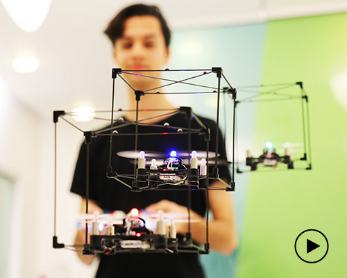 mini-drone fleets form airborne LEGO animations at world expo
