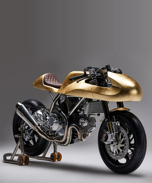 aellambler custom ducati scrambler by masaharu is a gold leaf motorcycle