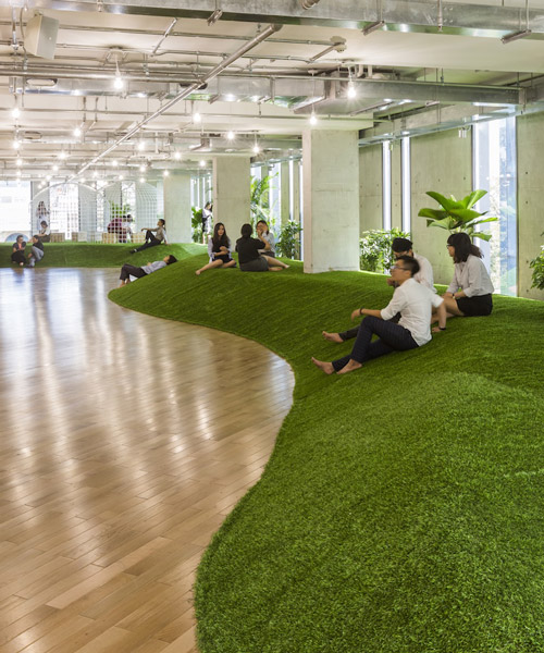 park-like green office simulates recreational ground to promote productivity