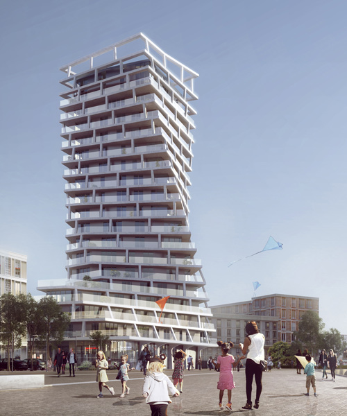 hamonic + masson plans twisting tower to neighbor niemeyer's le havre cultural center