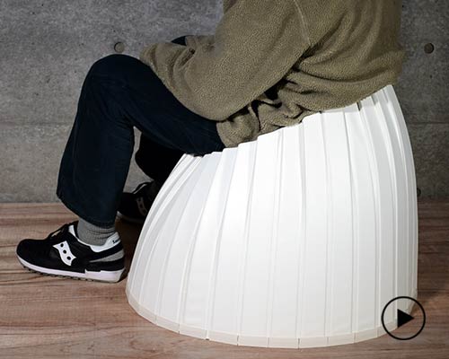 luka yasukawa's utena chair changes its shape to a stable structure when a load applied