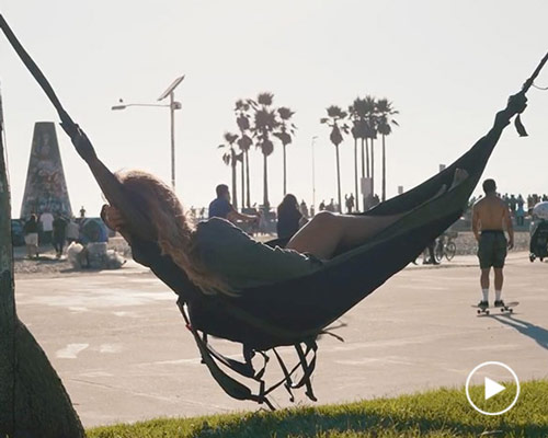 origami-inspired nomad hammock can be easily transformed into capacious backpack